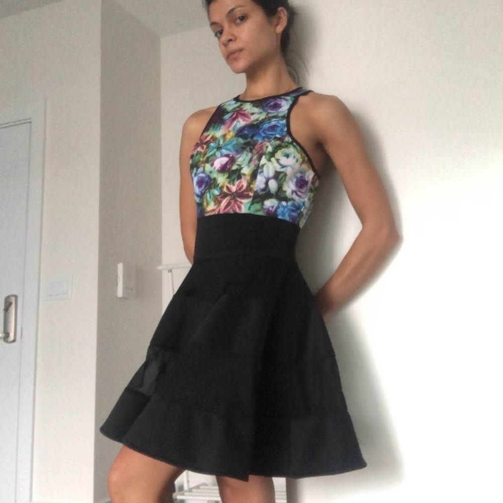 Zio New York Black/Floral Sleeveless Dress (Small)